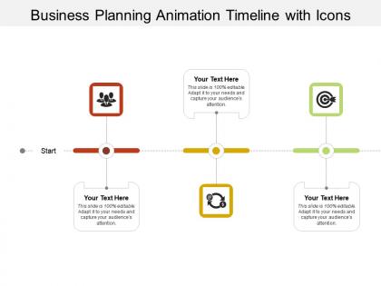Business planning animation timeline with icons