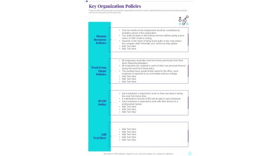 Business Playbook Key Organization Policies One Pager Sample Example Document