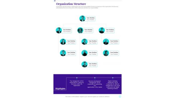 Business Playbook Organization Structure One Pager Sample Example Document
