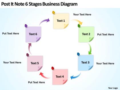 Business powerpoint examples post it note 6 stages diagram templates