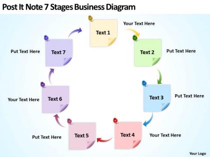 Business powerpoint examples post it note 7 stages diagram templates