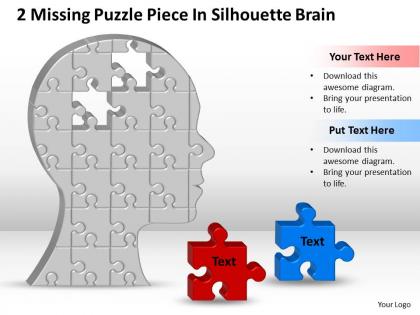 Business powerpoint templates 2 missing strategy puzzle piece silhouette brain sales ppt slides