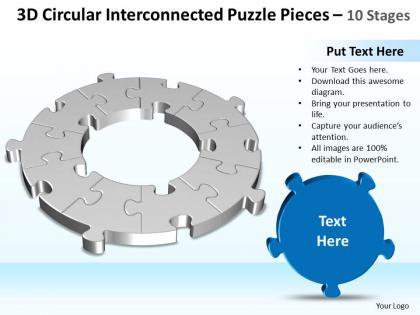 Business powerpoint templates 3d circular flow interconnected puzzle pieces sales ppt slides