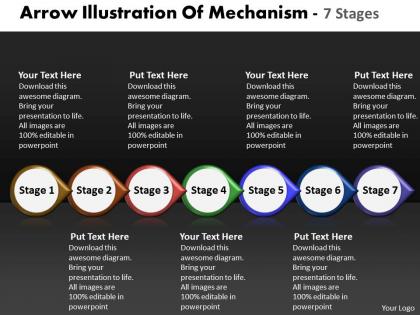 Business powerpoint templates arrow illustration of mechanism using 7 stages sales ppt slides