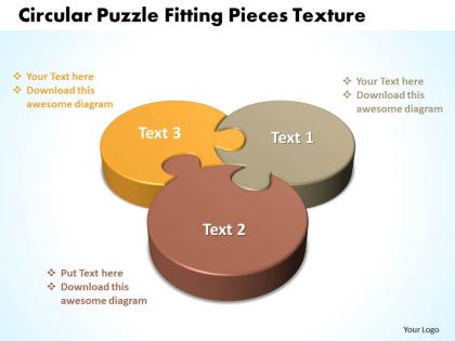 Business powerpoint templates circular puzzle fitting pieces texture sales ppt slides