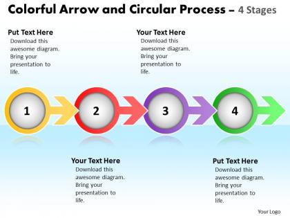 Business powerpoint templates colorful arrow and circular process 4 stages sales ppt slides