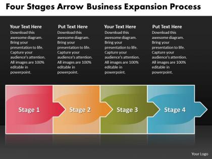 Business powerpoint templates four stages arrow expansion process sales ppt slides