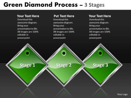 Business powerpoint templates green diamond process of 3 state diagram ppt sales slides