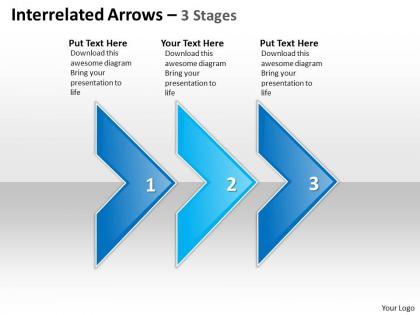 Business powerpoint templates interrelated arrows three stages sales ppt slides