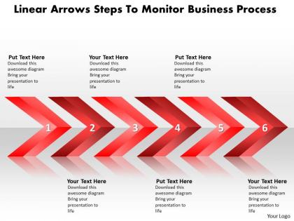 Business powerpoint templates linear arrows steps to monitor busniess process sales ppt slides