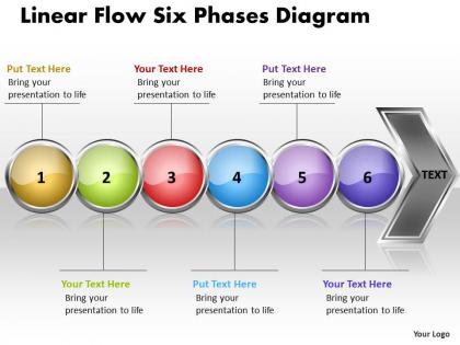 Business powerpoint templates linear flow six phases diagram free sales ppt slides 6 stages