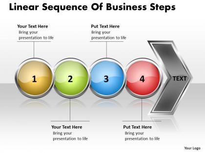 Business powerpoint templates linear sequence of steps sales ppt slides 4 stages