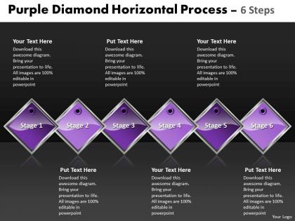 Business powerpoint templates purple diamond horizontal process 6 steps sales ppt slides