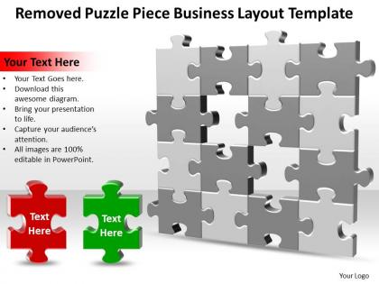 Business powerpoint templates removed puzzle piece layout sales ppt slides
