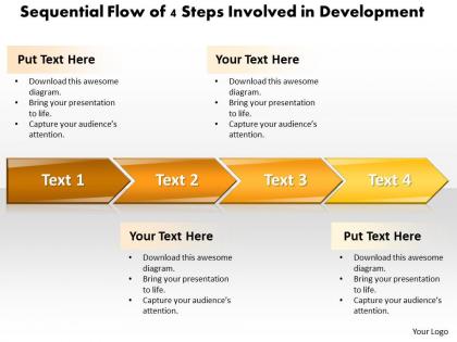 Business powerpoint templates sequential flow of 4 steps involved development sales ppt slides