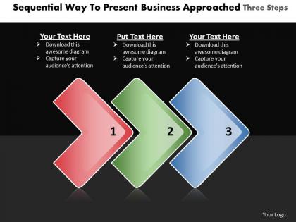 Business powerpoint templates sequential way to present approaches three steps sales ppt slides