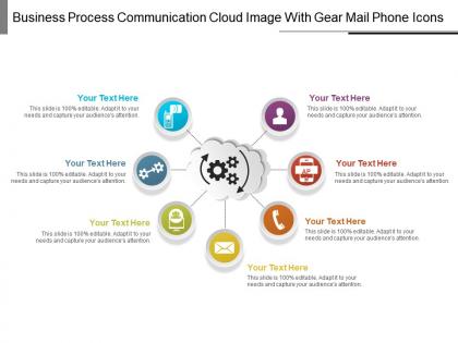 Business process communication cloud image with gear mail phone icons