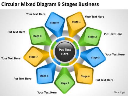 Business process diagram example circular mixed 9 stages powerpoint templates 0515