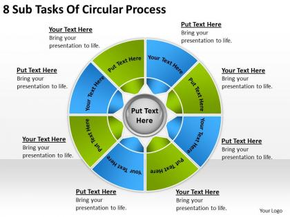 Business process diagram examples 8 sub tasks of circular powerpoint slides