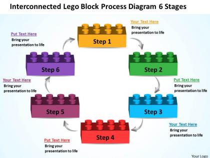 Business process diagram visio lego block 6 stages powerpoint templates