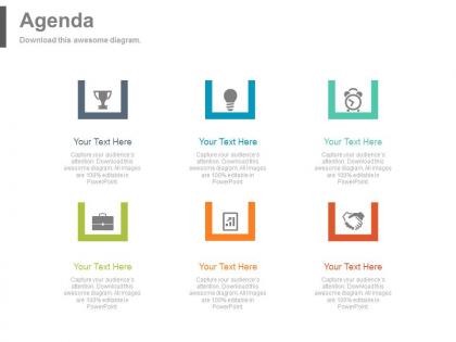 Business process flow agenda tags and icons powerpoint slides