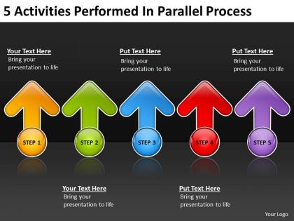 Business process flow diagram 5 activities performed parallel powerpoint templates