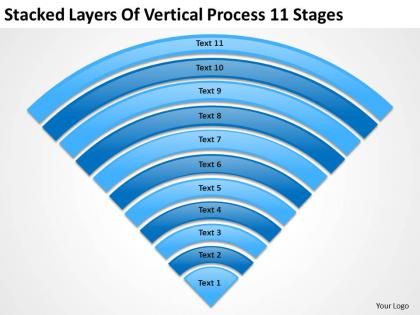 Business process flow diagrams stacked layers of vertical 11 stages powerpoint slides