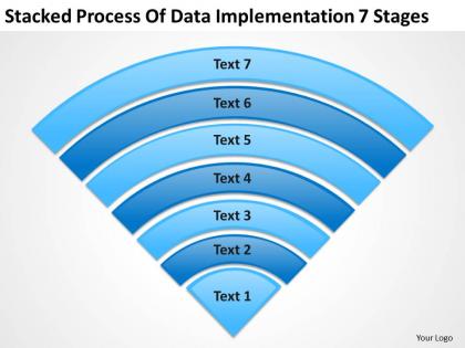 Business process flow diagrams stacked of data implementation 7 stages powerpoint slides