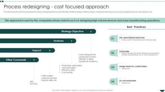 Business Process Redesign Strategies Process Redesigning Cost Focused Approach