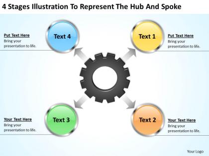 Business processes 4 stages illustration to represent the hub and spoke powerpoint templates