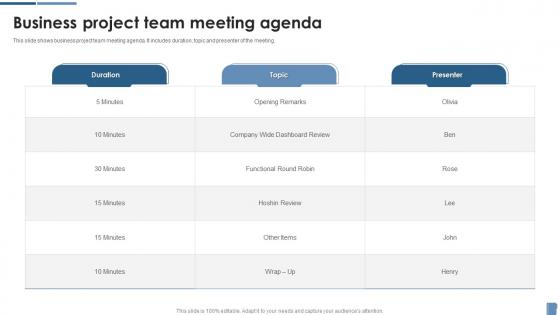 Business Project Team Meeting Agenda