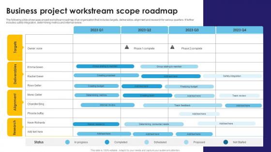 Business Project Workstream Scope Roadmap