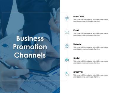 Business promotion channels social ppt powerpoint presentation icon designs