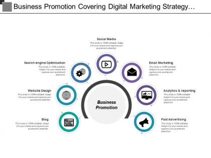 Business promotion covering digital marketing strategy of email marketing paid advertising and seo