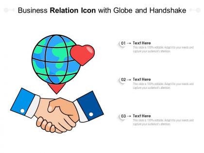 Business relation icon with globe and handshake