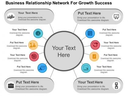 Business relationship network for growth success flat powerpoint design
