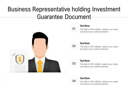 Business representative holding investment guarantee document