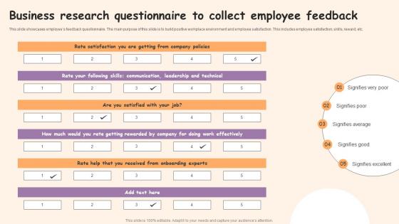 Business Research Questionnaire To Collect Employee Feedback