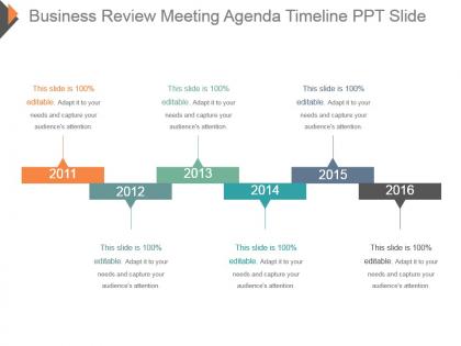 Business review meeting agenda timeline ppt slide