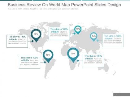 Business review on world map powerpoint slides design