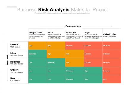 Business risk analysis matrix for project