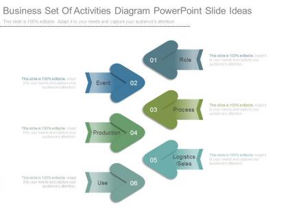Business set of activities diagram powerpoint slide ideas