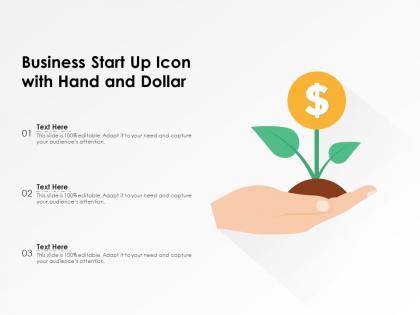 Business start up icon with hand and dollar