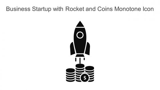 Business Startup With Rocket And Coins Monotone Icon In Powerpoint Pptx Png And Editable Eps Format