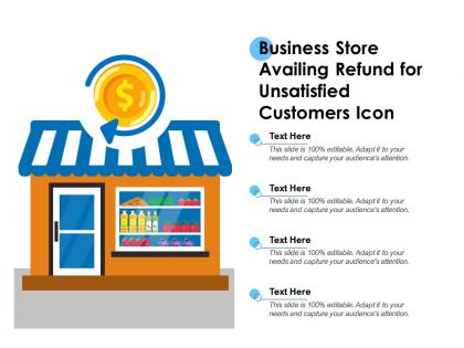 Business store availing refund for unsatisfied customers icon