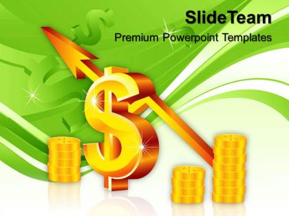 Business strategy review powerpoint templates dollar with up arrow success ppt slides