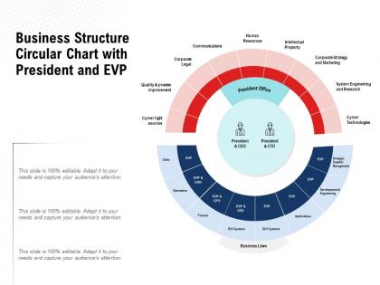 Business structure circular chart with president and evp
