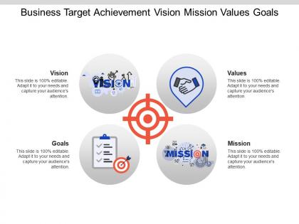 Business target achievement vision mission values goals
