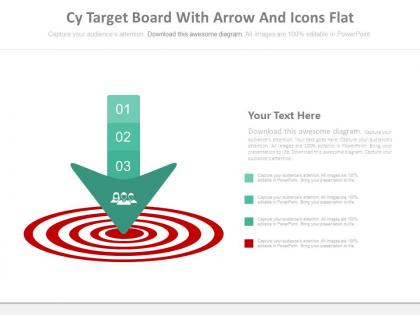 Business target board with arrow and icons powerpoint slides