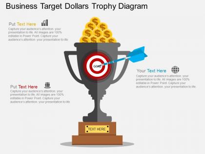 Business target dollars trophy diagram flat powerpoint desgin